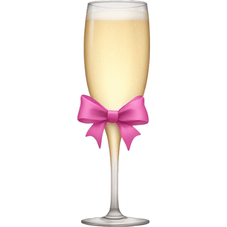 Champagne glass cheers with pink bow emoji