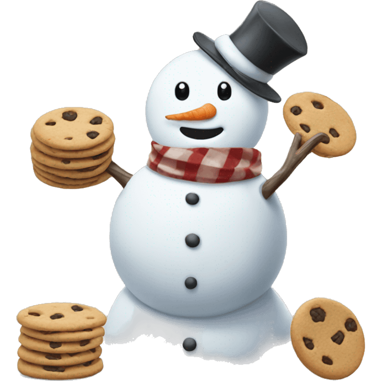 snowman eating cookies  emoji