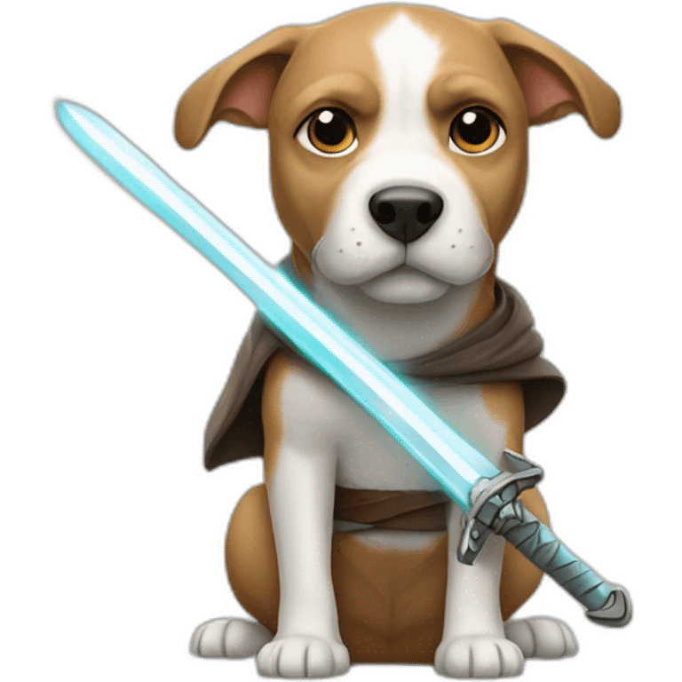 A dog with a Jedi sword emoji