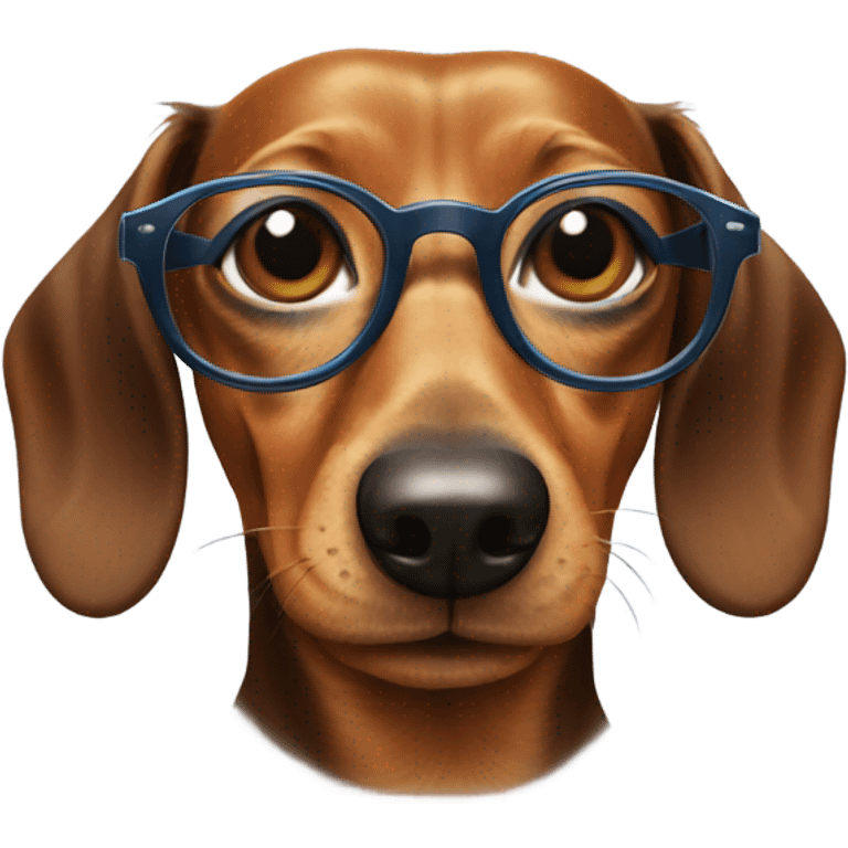 Dachshund wearing glasses emoji