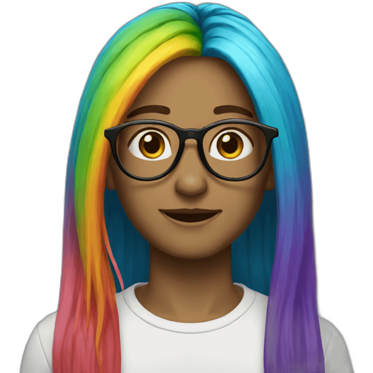 long rainbow hair glasses emoji