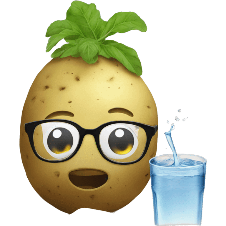 potato with glasses drinking water on a beach  emoji