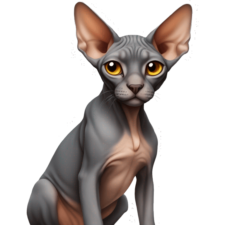 Sphynx full body dark-grey-brown-colour orange-snout  emoji