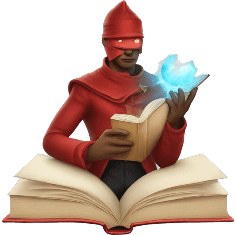 Red powerful Book with magic emoji