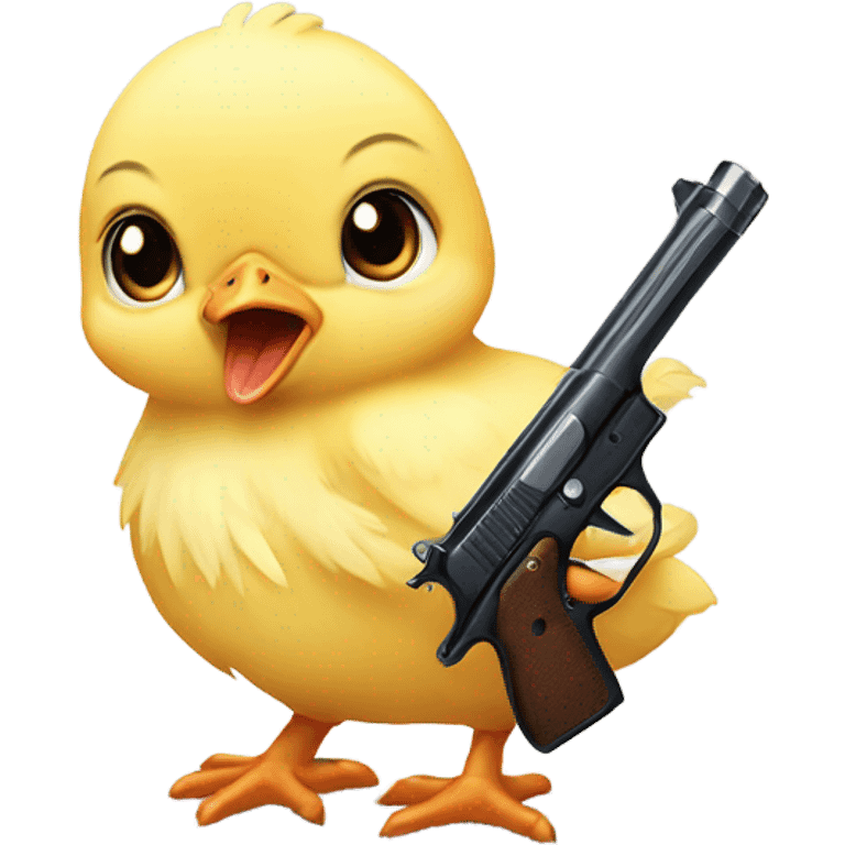 Baby chick holding gun emoji