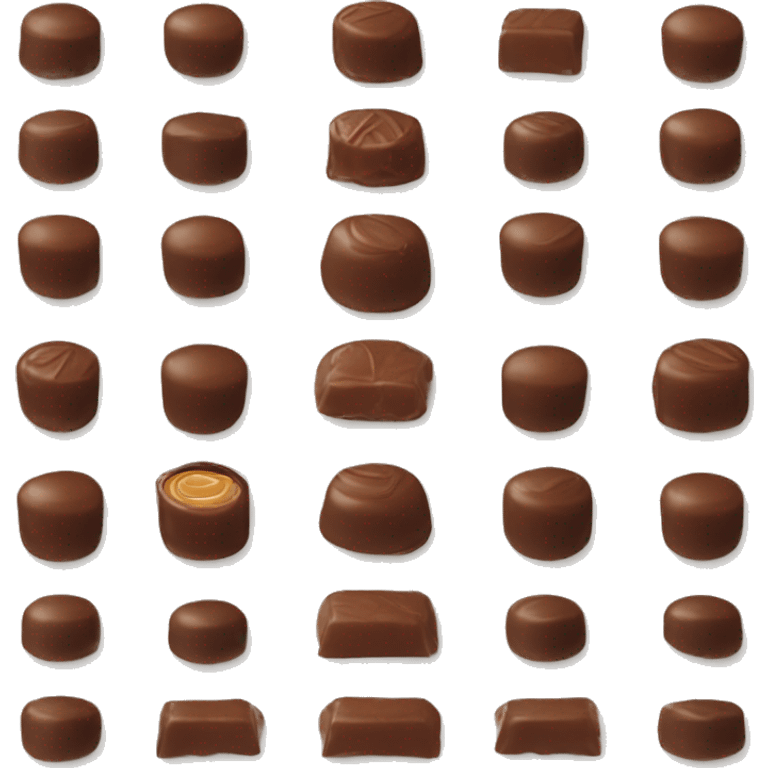 One Candy of chocolate filled with caramel. We can see caramel from one side only emoji