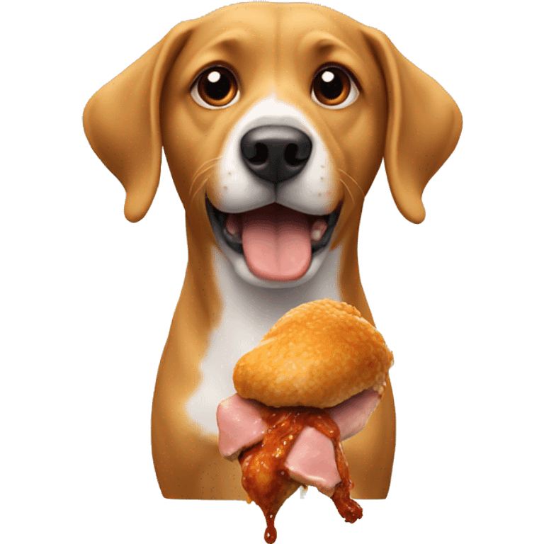 Dog eating chicken emoji