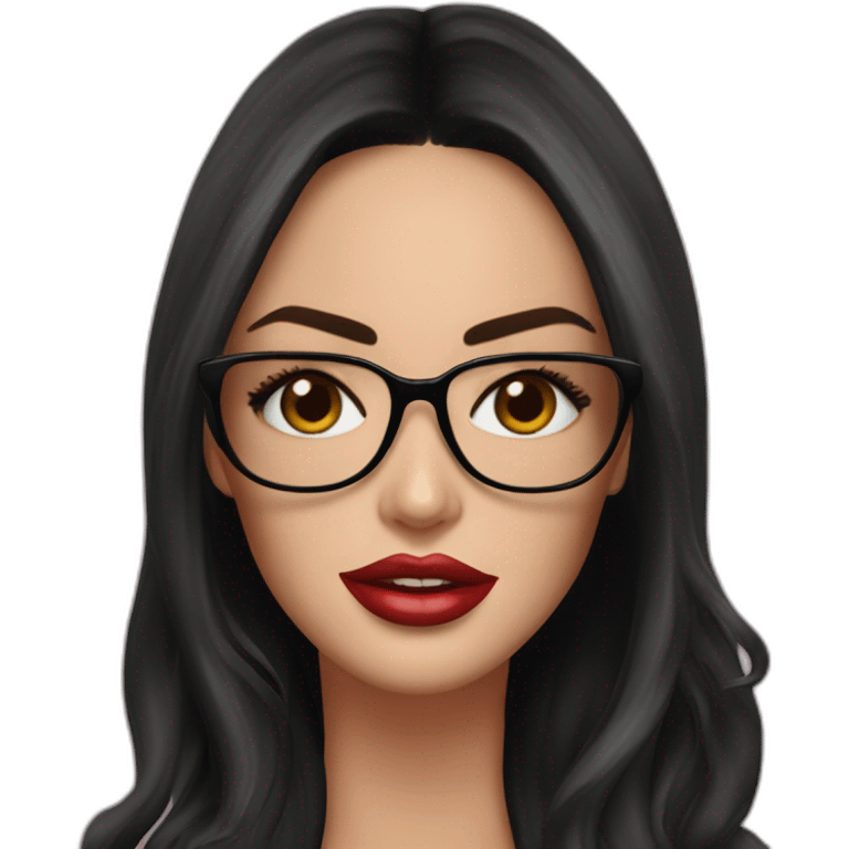 Megan Fox con lentes y suéter emoji