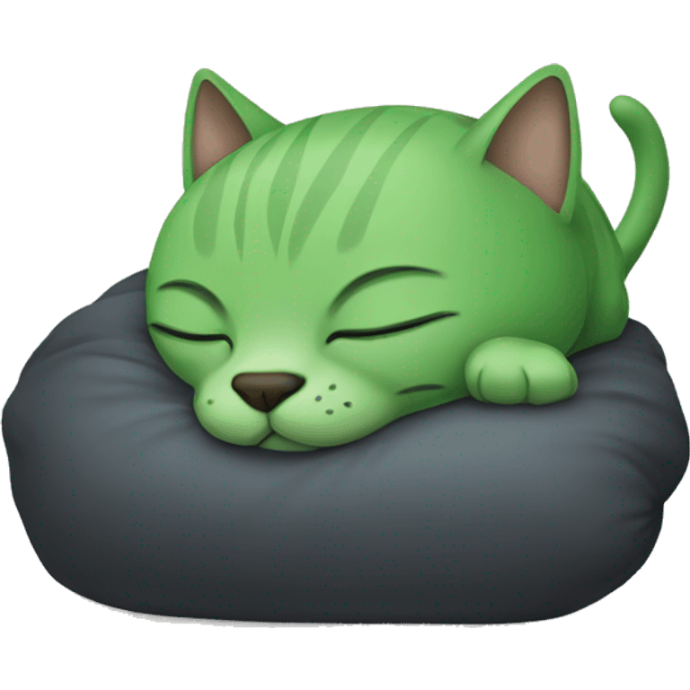 A sleeping green cat emoji