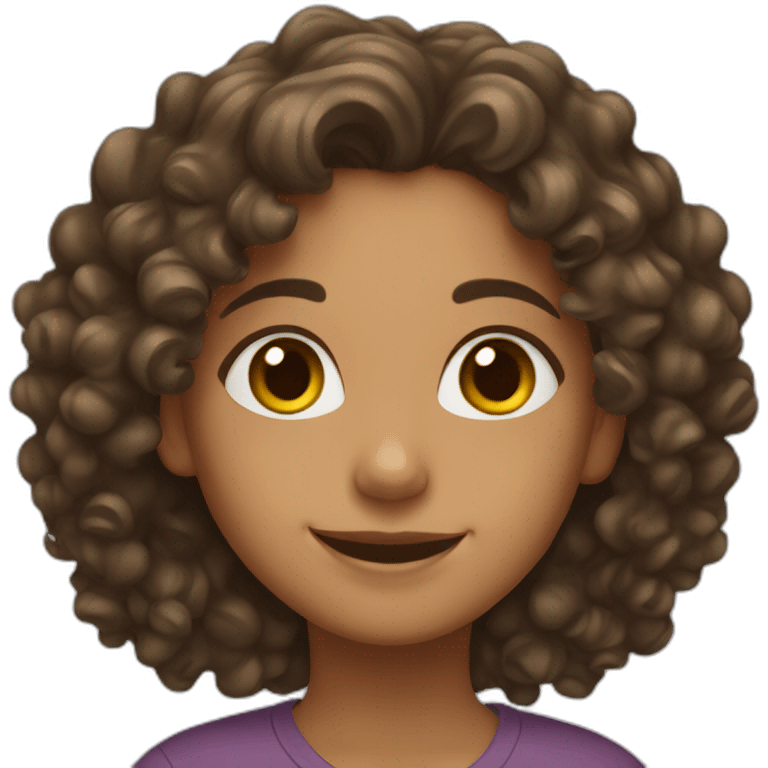 Pakistani girl with curly hair smiling emoji