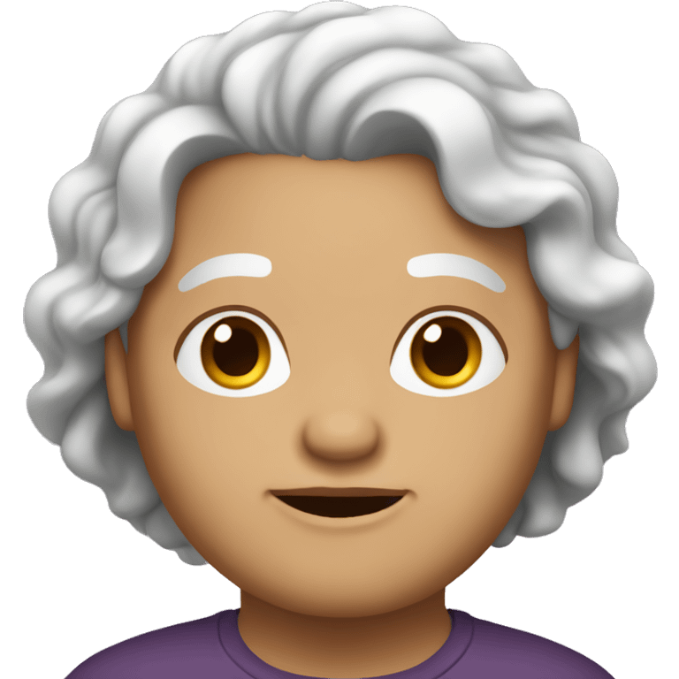 Brownish skin, overweight, elderly, white wavy hair. emoji