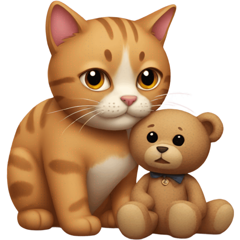  cat and his teddy bear emoji