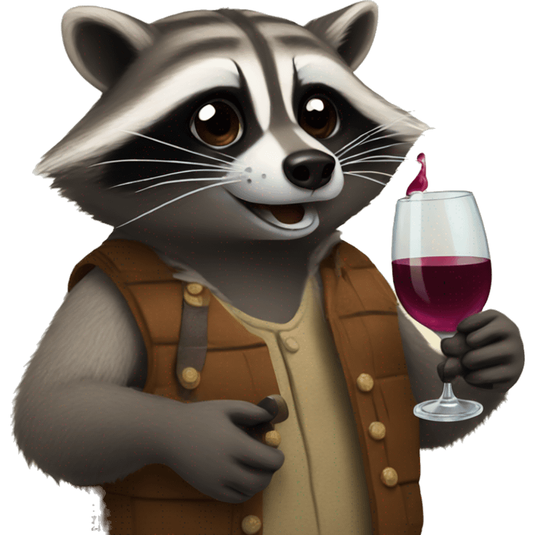 Raccoon drinking wine emoji