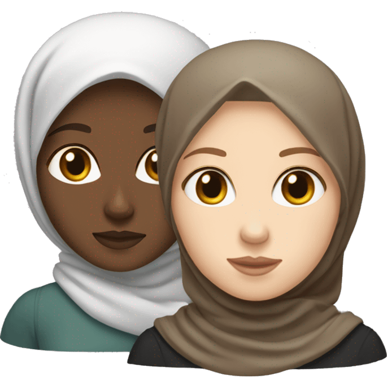 One white girl without a hijab with brown hair with a hijabi friend   emoji