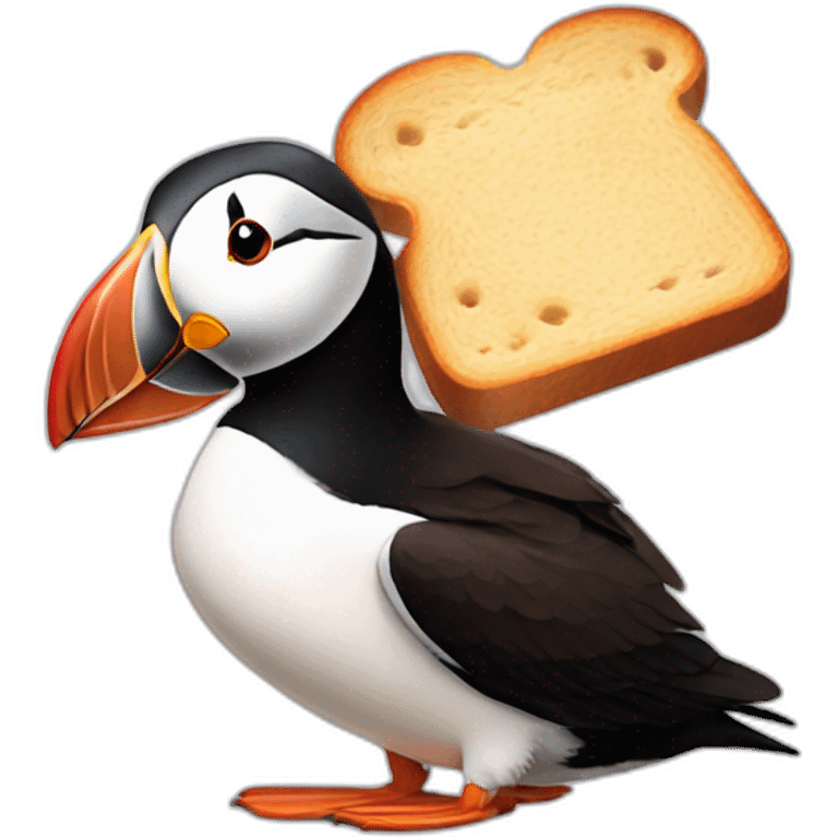 Puffin with sliced bread chocolat sandwich emoji