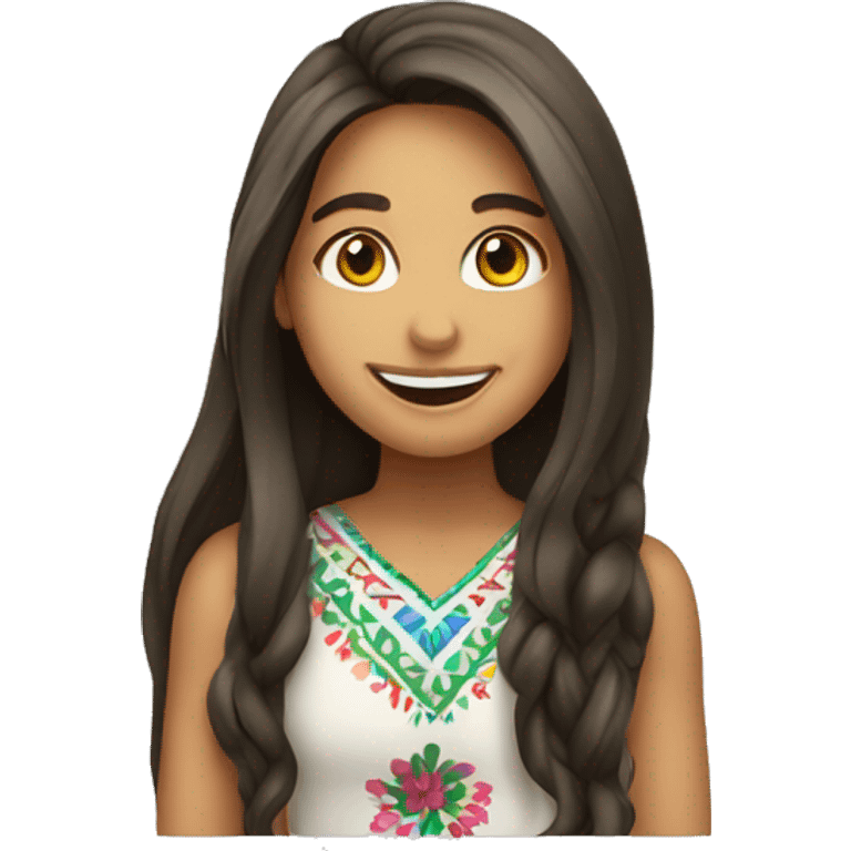 smiling girl with long hair Mexican emoji