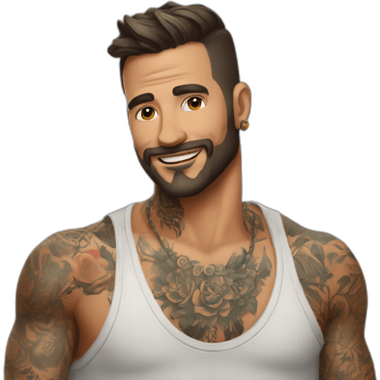 Hombre con tatuaje de polilla emoji