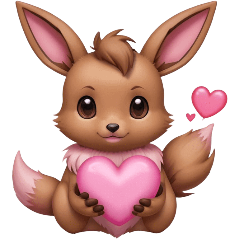 Eevee holding a pink heart emoji