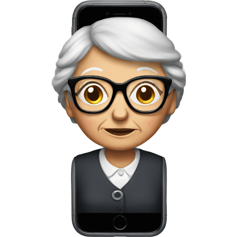 Old lady with glasses looking at iPhone  emoji