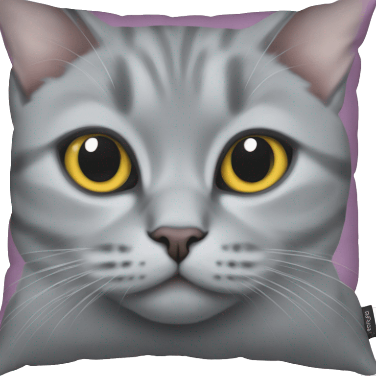 Scottish grey cat on the pillow emoji