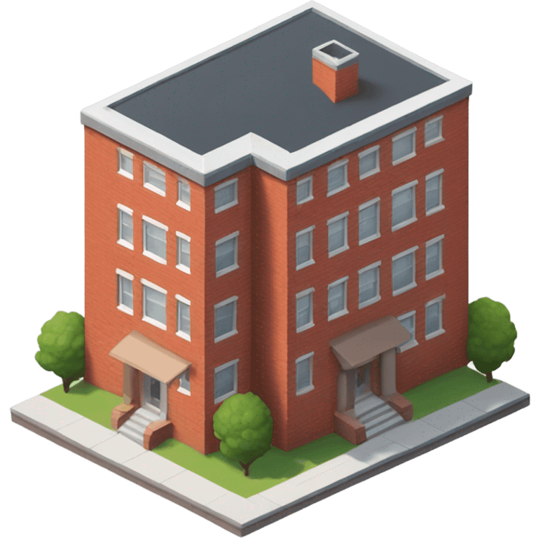 isometric red brick, modern, single-storey building emoji