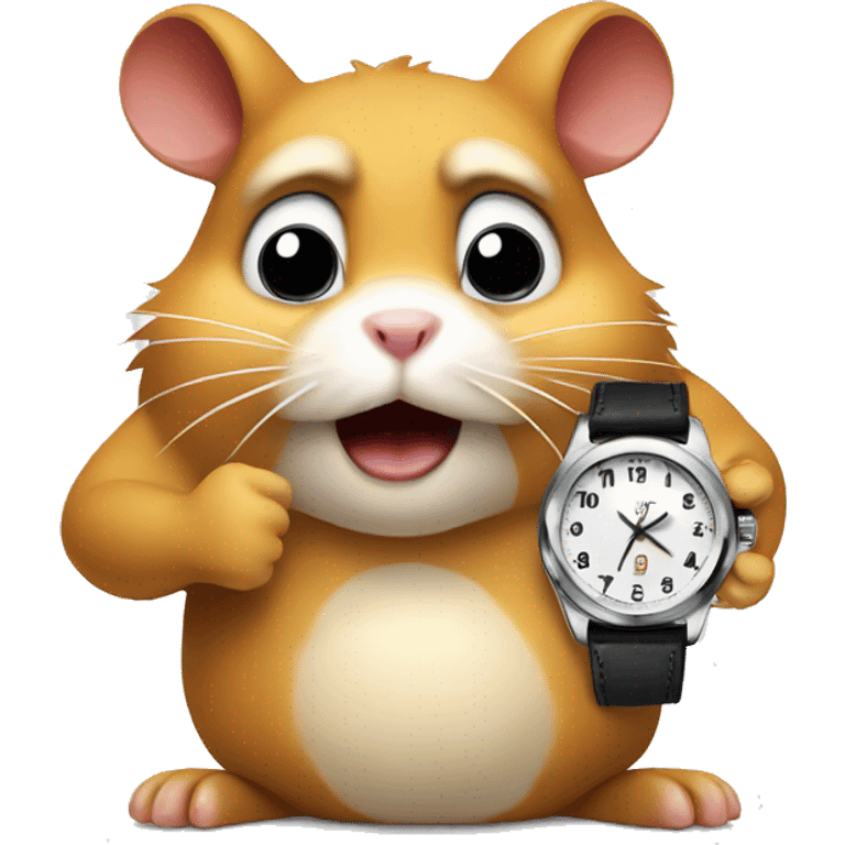 Angry hamster looking at his watch emoji