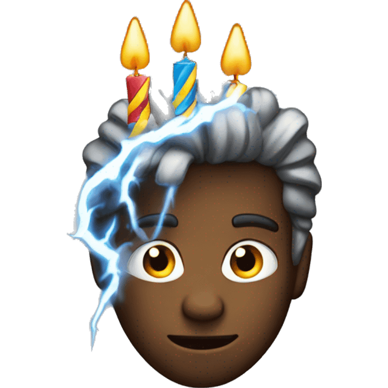 Guy birthday with dark and thunder lightning above his head emoji