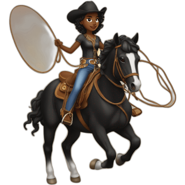 Black girl rodeo horse lasso emoji