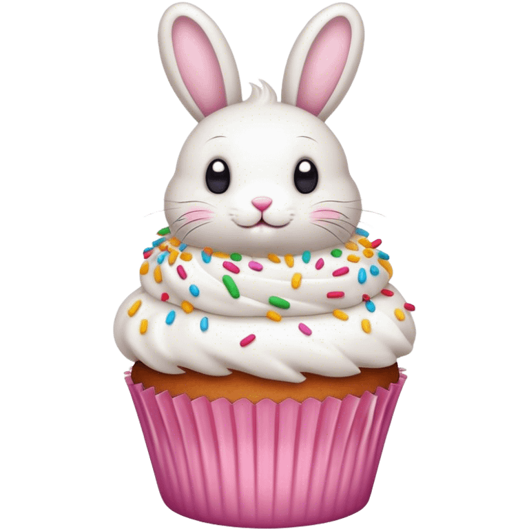 Cupcake with sprinkles and fluffy bunnies emoji