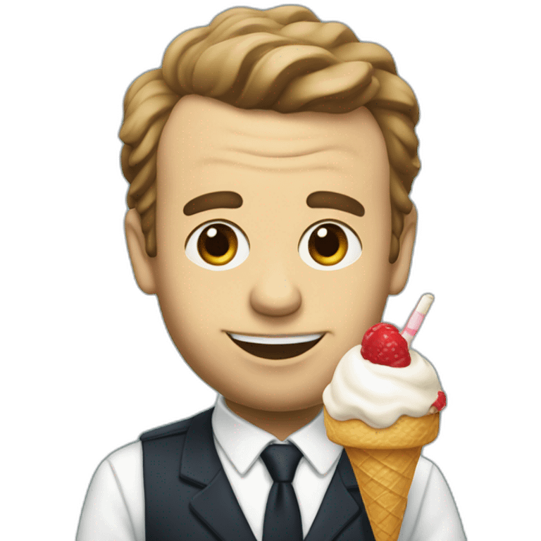 Macron with an ice cream emoji