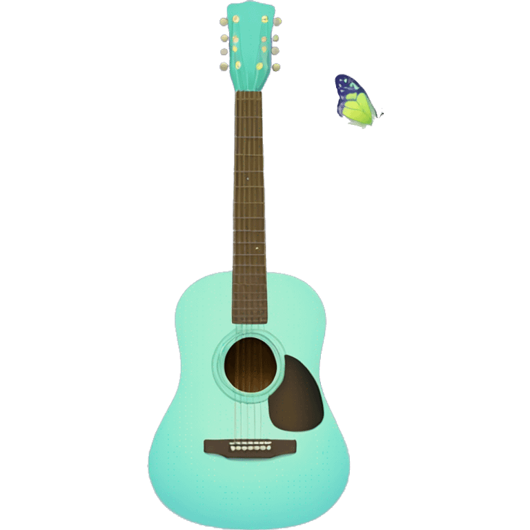 Light blue acoustic guitar with purple and green butterflies  emoji