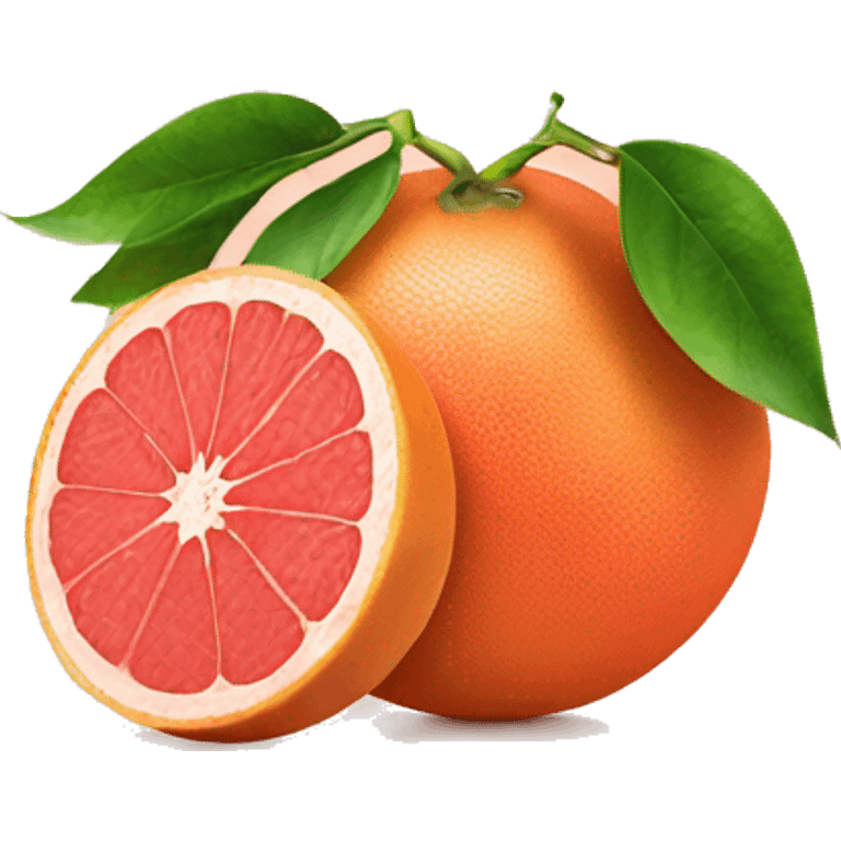 Grapefruit with leaves one of grapefruits cut emoji