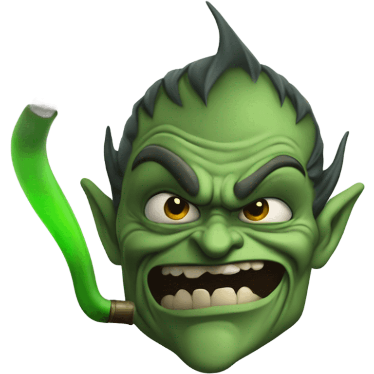 Green goblin smoking pipe emoji