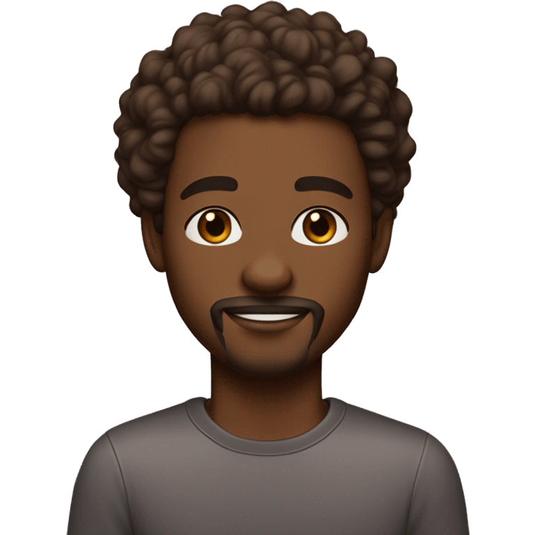 black guy in his 20's brown skin brown curly with some light parts hair a goatee but not full light eyes and nice eyebrows and long lashes not smiling  emoji