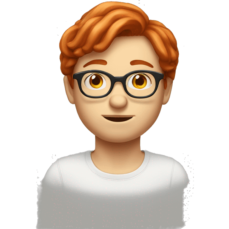 Redhead with rounder glasses with many feelings in minik emoji