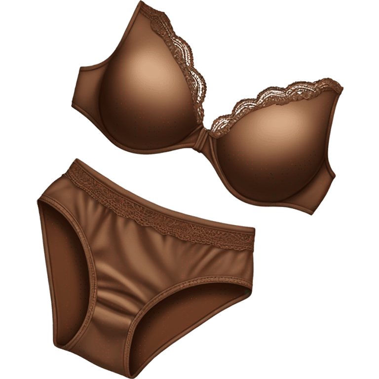 A romantic brown set of underwear lies on a silk bed emoji