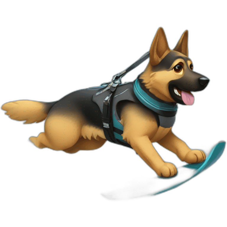 German shepherd water skiing emoji