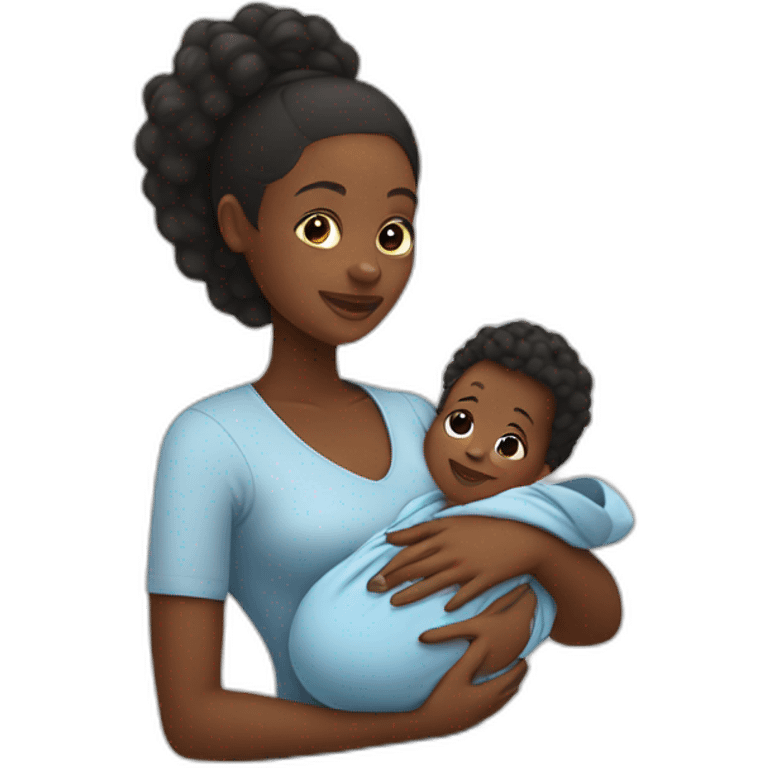 African black Mom holding newborn baby emoji