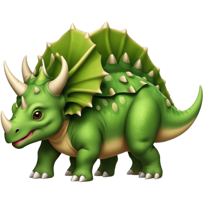 faces of different green triceratops emoji