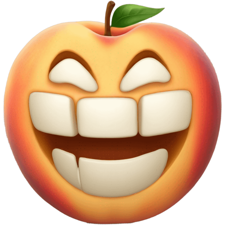 a peach with teeth emoji