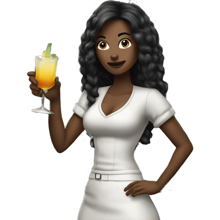 white barmaid straight long dark hair shaking a cocktail emoji