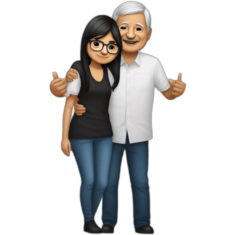 mia khalifa hugging to Andres Manuel Lopez Obrador fronted emoji