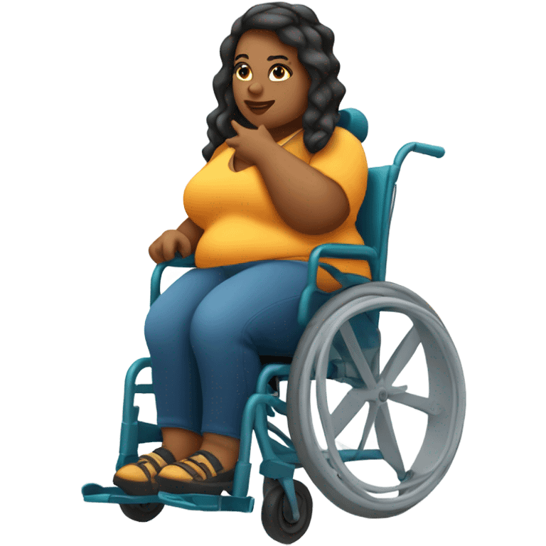 Cool and spunky fat curvy girl in wheelchair emoji