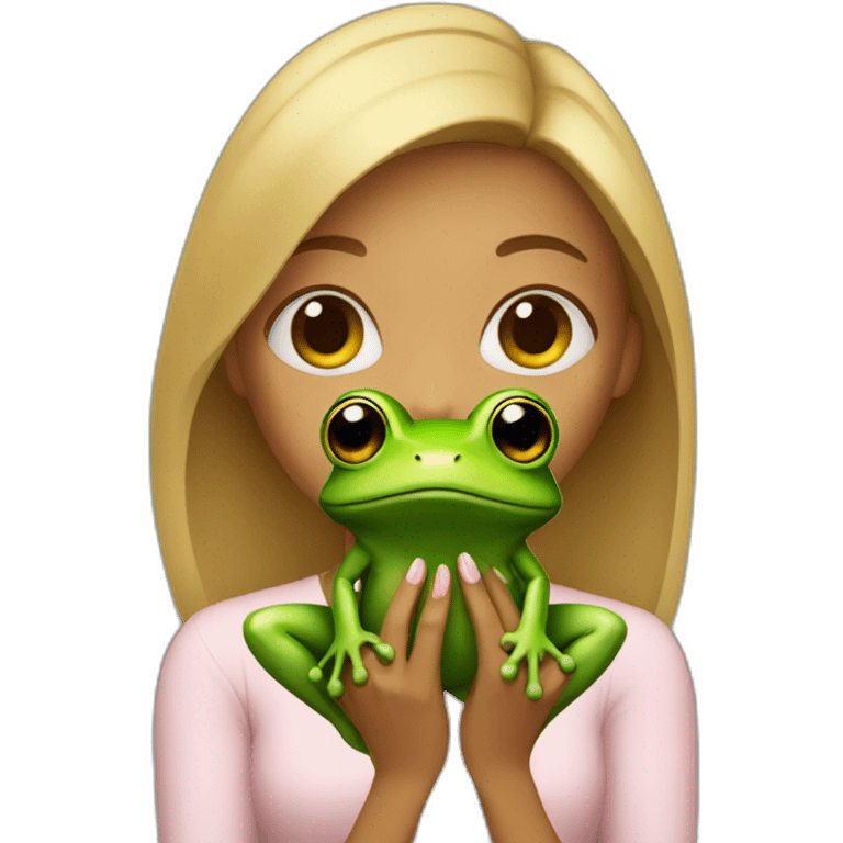 woman holding frog emoji