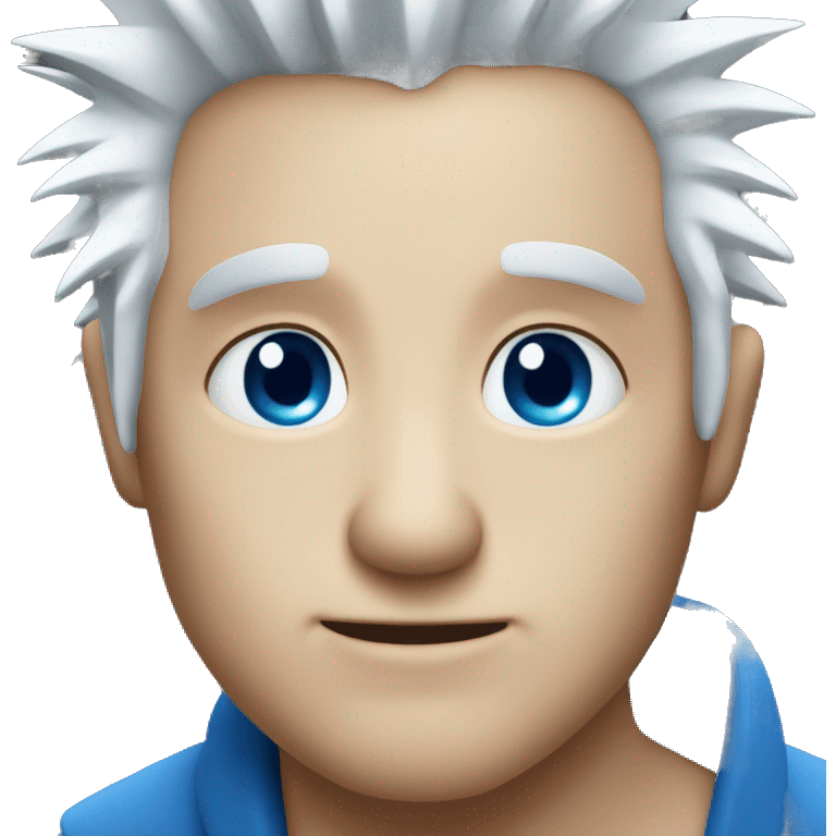 spiky white hair and blue eyes emoji