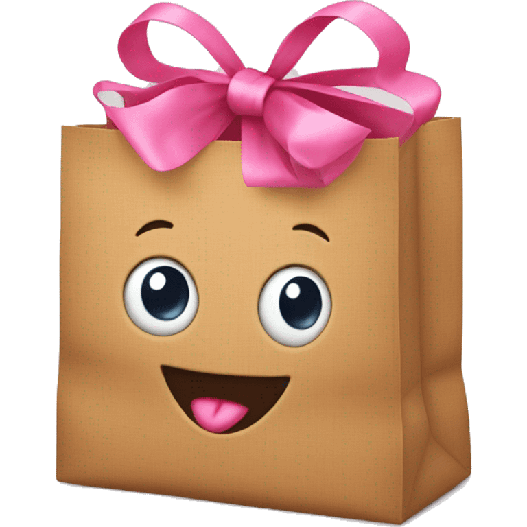 Realistic grocery bag with pink bow emoji