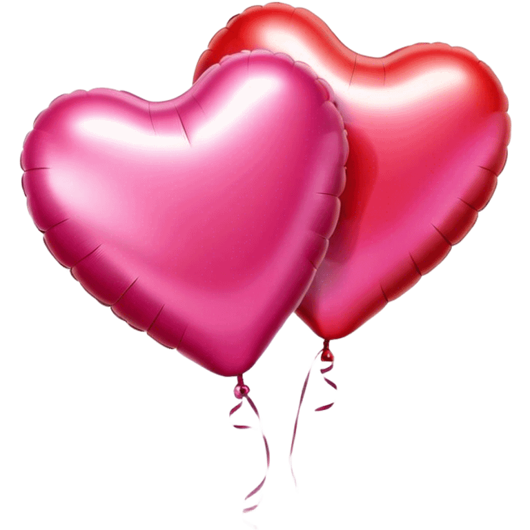 Realistic metallic pink and red heart balloons emoji