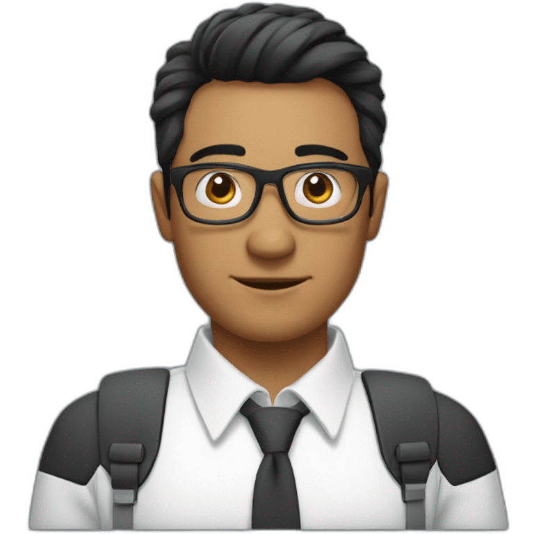 an SEO/tech guy with specs working on macb ook, black hair emoji