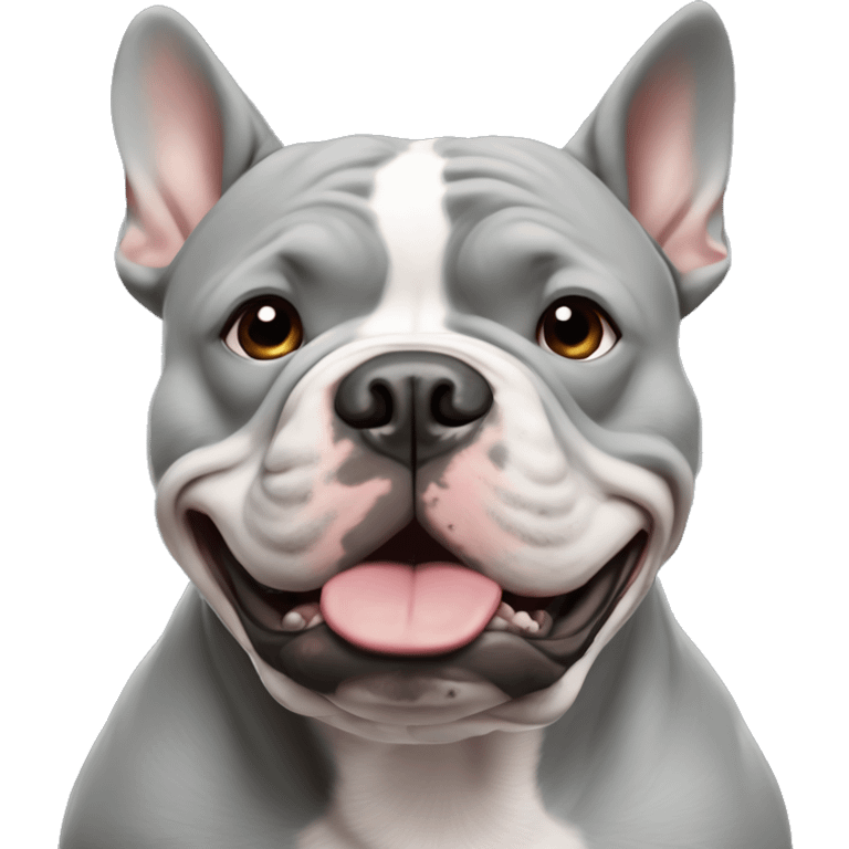 Gray American bully with ears cropped ￼ emoji