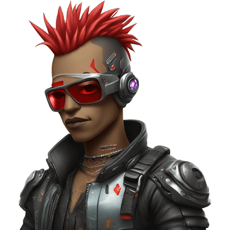 cyberpunk cyborg rockstar with red mohawk emoji